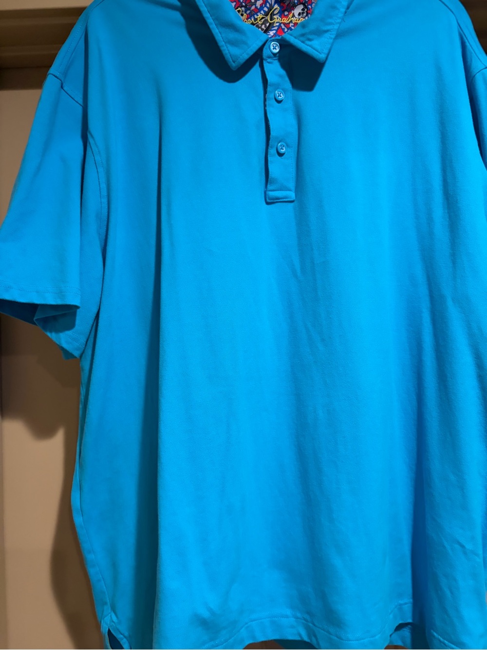 Robert Graham Skull Paisley Trim Polo Shirt Blue XXL